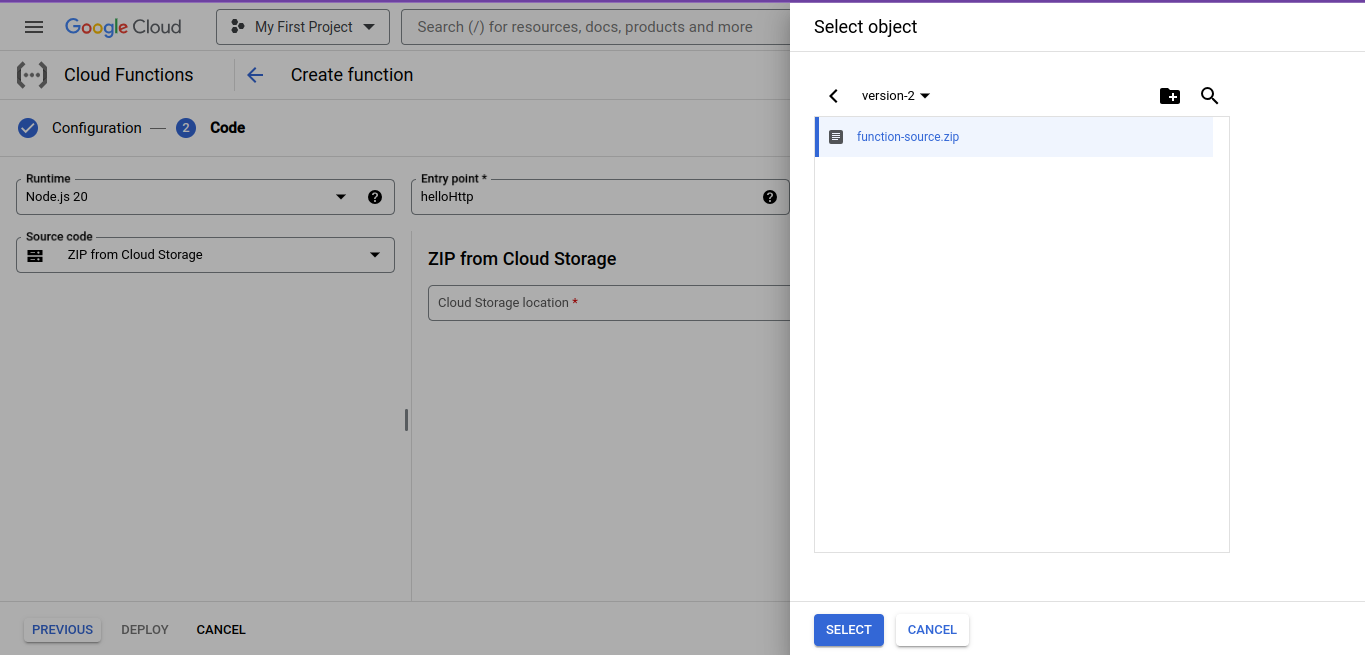 google cloud function zip from cloud storage  